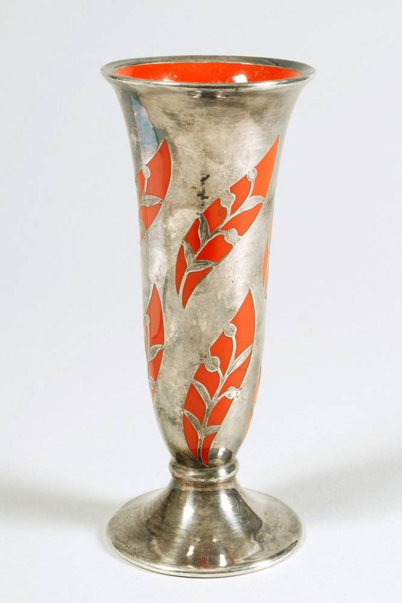 Silver-Overlay-Vase Friedrich Wilhelm Spahr, ca. 1940, H: ca. 15cm, signs of ageSilver-Overlay-