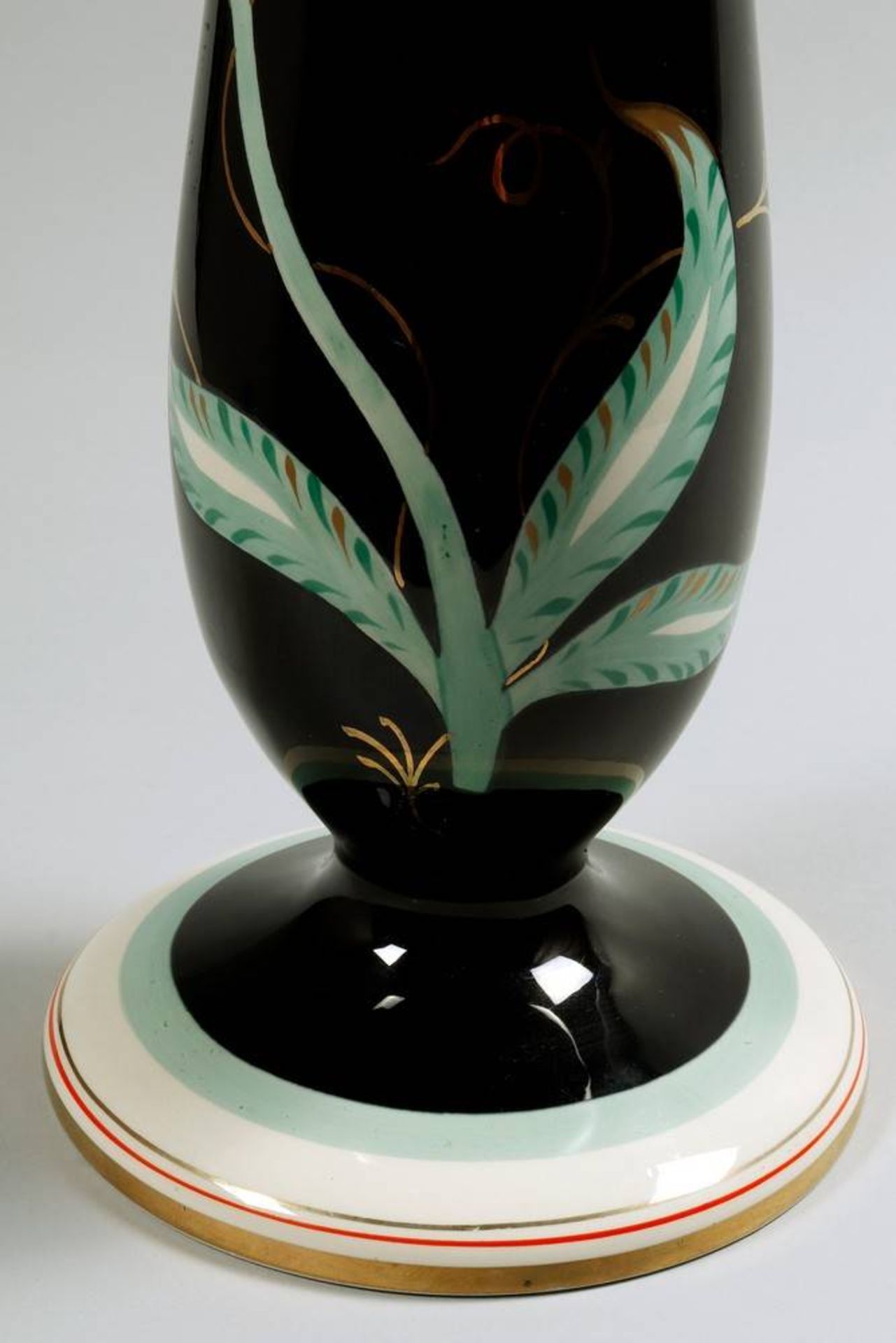 Large Art-Deco vase Villeroy & Boch, Dresden, ca. 1935, stylized flower decoration, marked, - Bild 2 aus 5