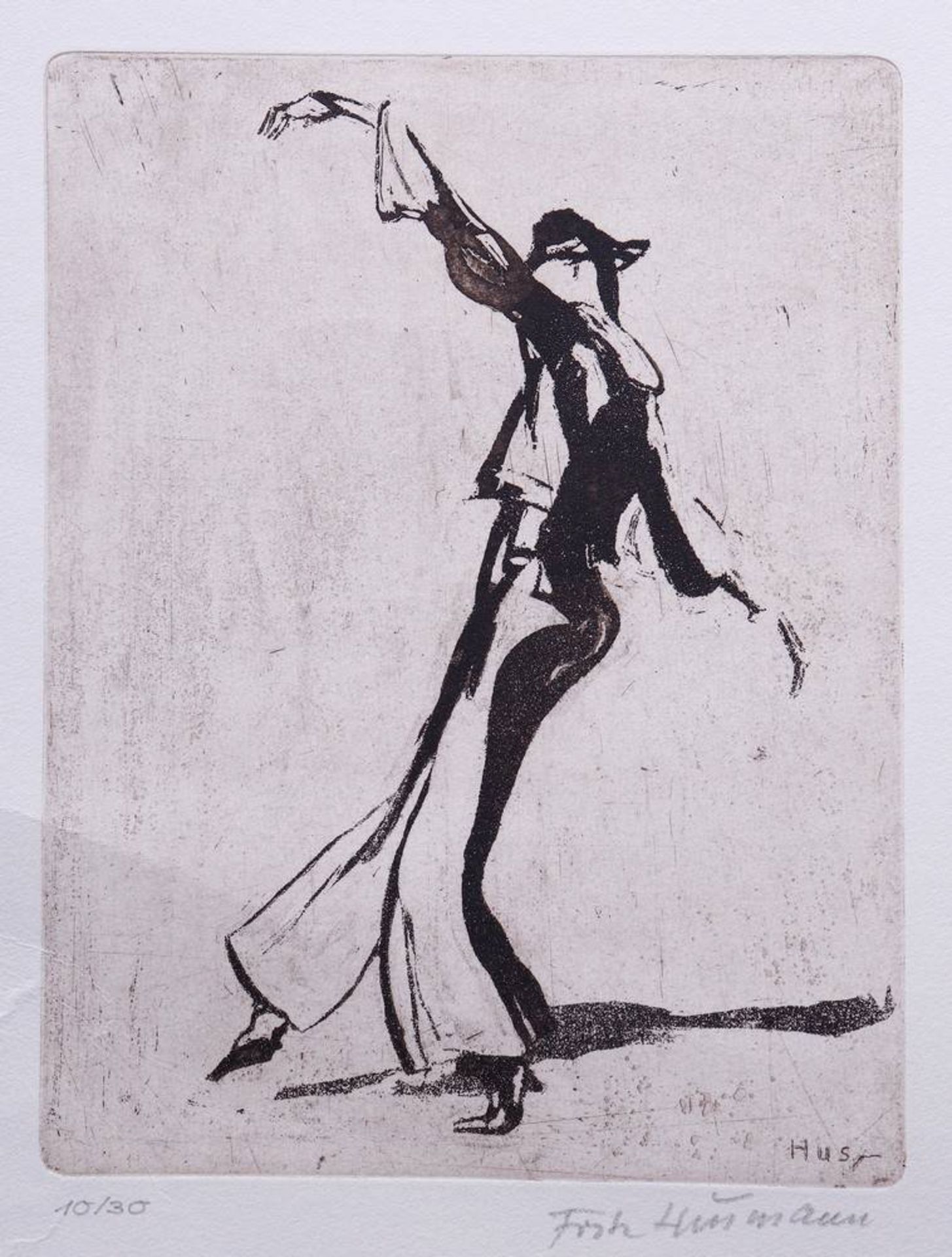 Fritz Husmann(1896, Bremen - 1982, Hamburg), dancer, Aquatinta, signed bottom right, Ex. 10/30,