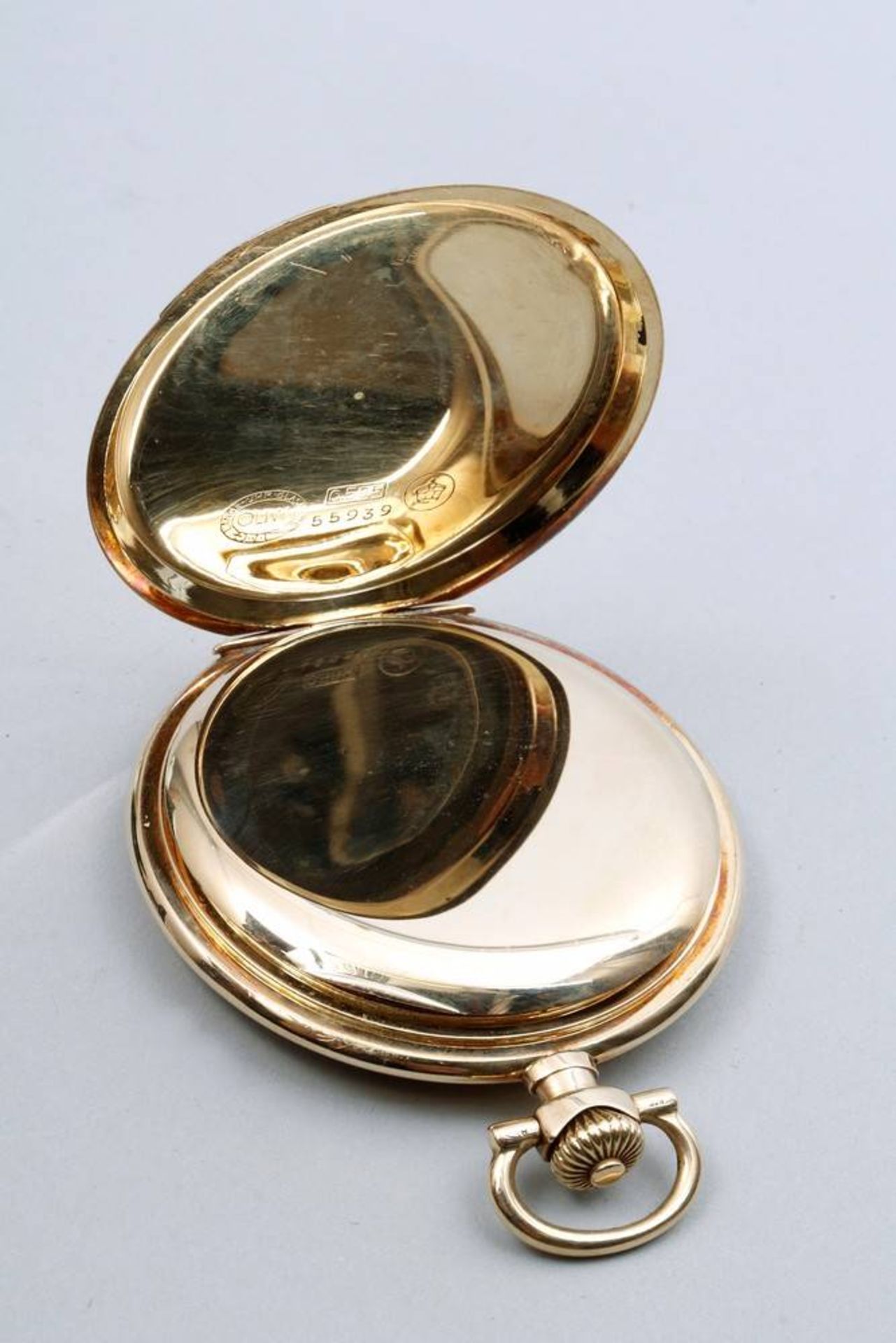 Hunter pocket watch 585 gold, Lange & Söhne, ca. 1925/30, ca. 85,6g in total, original box and - Bild 6 aus 9
