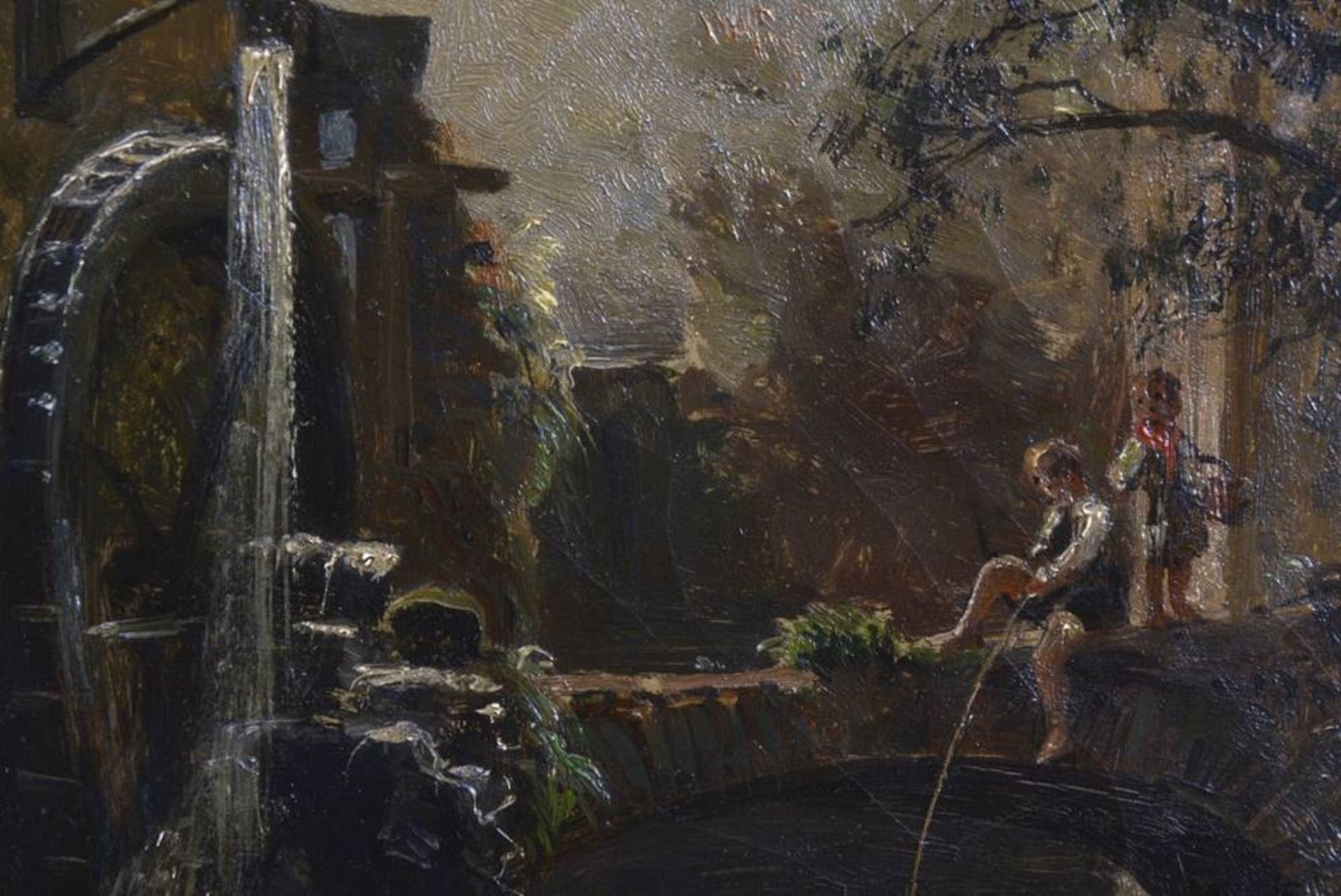 Hermann Schnee (1840, Treuenbrietzen - 1926, Berlin), watermill with figures, dat. (18)86, signed - Bild 5 aus 6