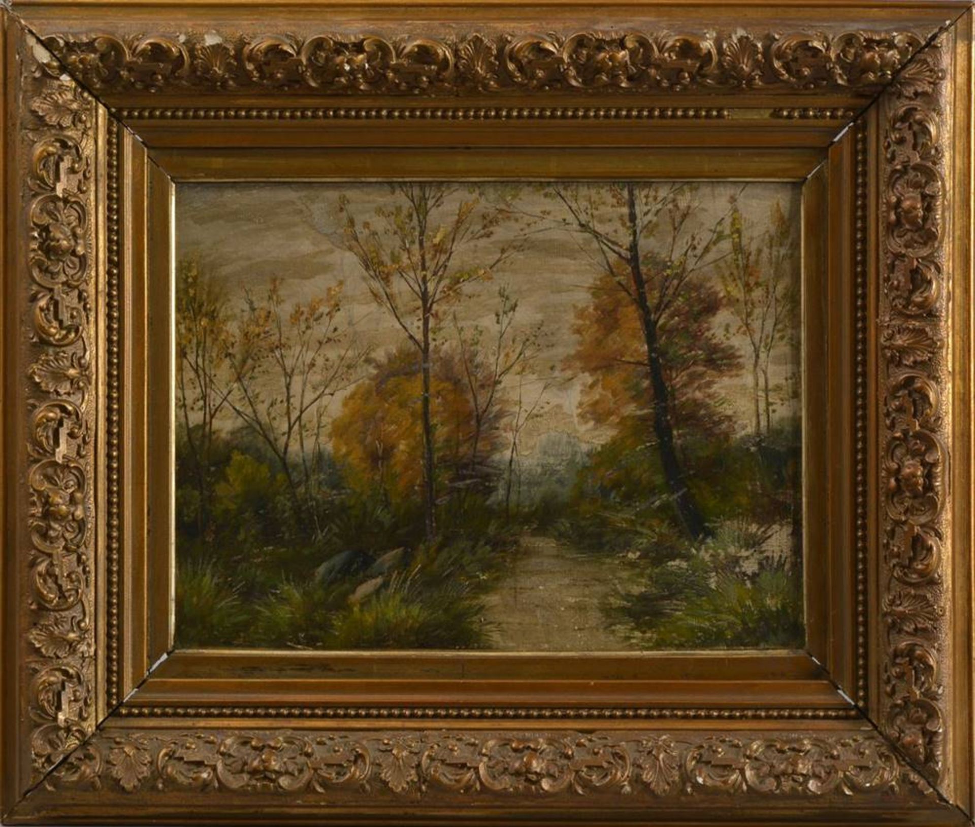 Autumn landscape with brookanonymous, ca. 1900, oil on canvas, unsigned, ca. 30x40cm, framed (ca.