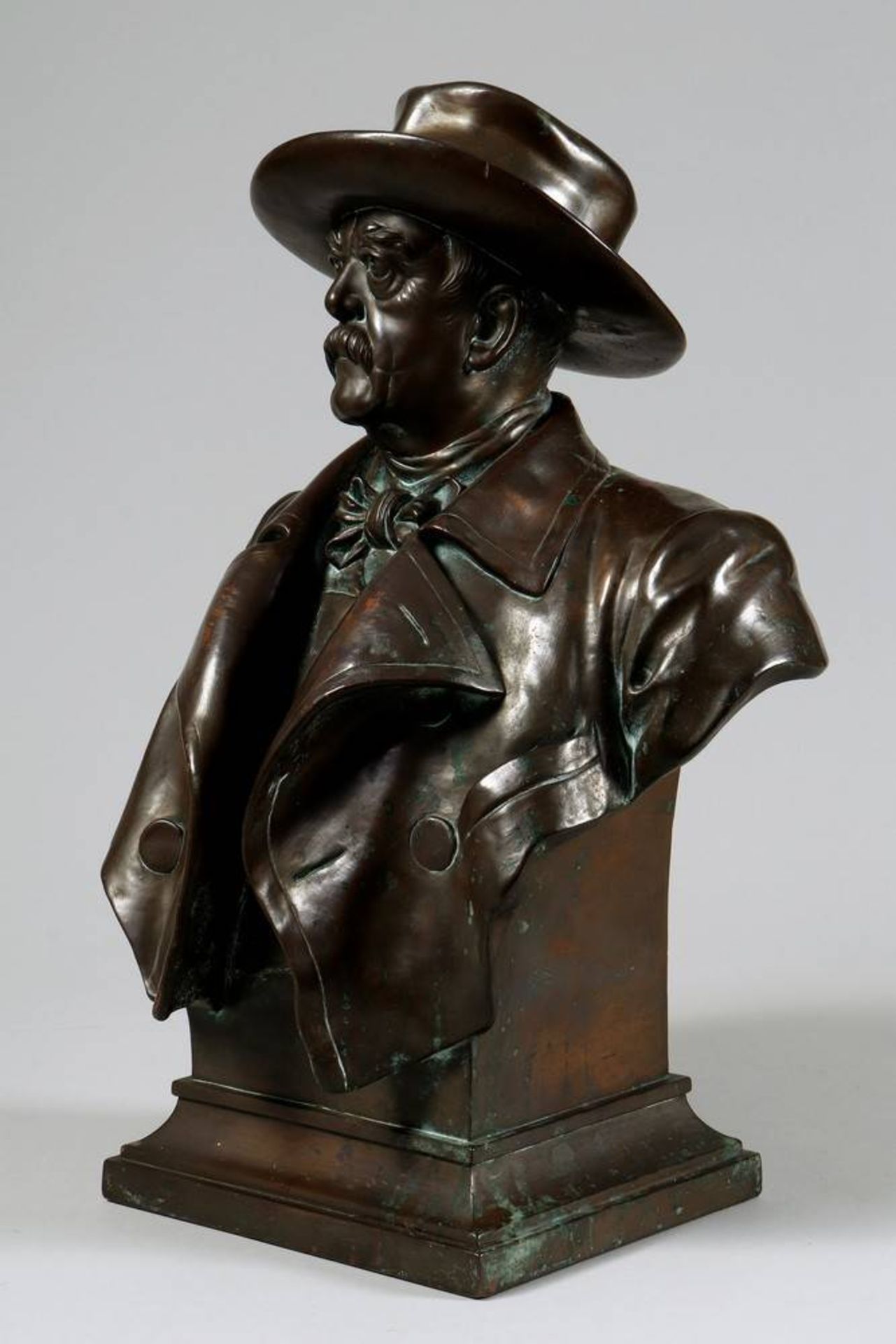 Harro Magnussen (1861 - 1908) bust "Otto von Bismarck", Galvano/copper, H: 44cm, signs of ageHarro - Bild 2 aus 6