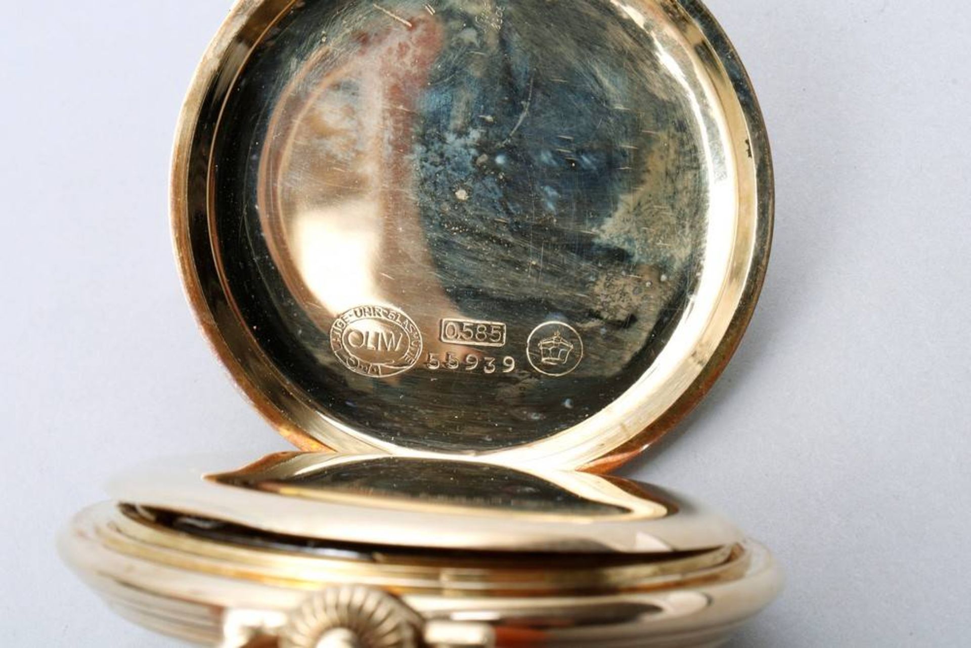 Hunter pocket watch 585 gold, Lange & Söhne, ca. 1925/30, ca. 85,6g in total, original box and - Bild 7 aus 9