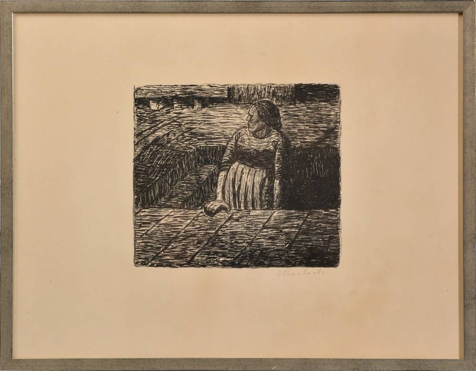 Ernst Barlach(1870, Wedel - 1938, Rostock), woman, standing on stairs, 1912, lithograph, signed