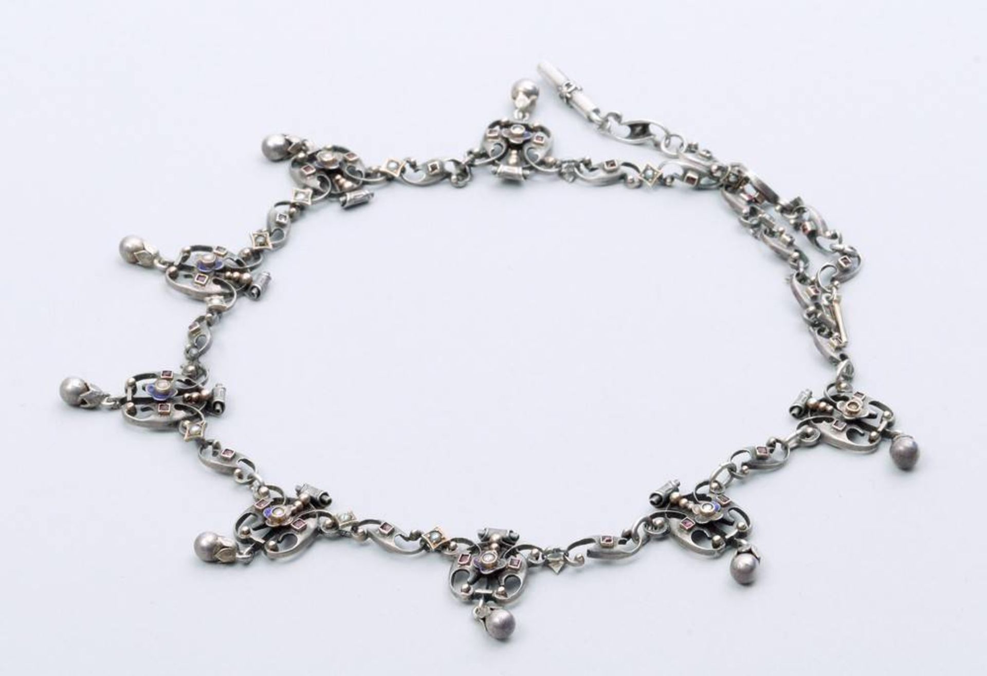 Neo-Renaissance necklace silver, poss. Hermann Bauer, ca. 1880, ca. 28,2g, L: 45cm, signs of age, - Bild 2 aus 3