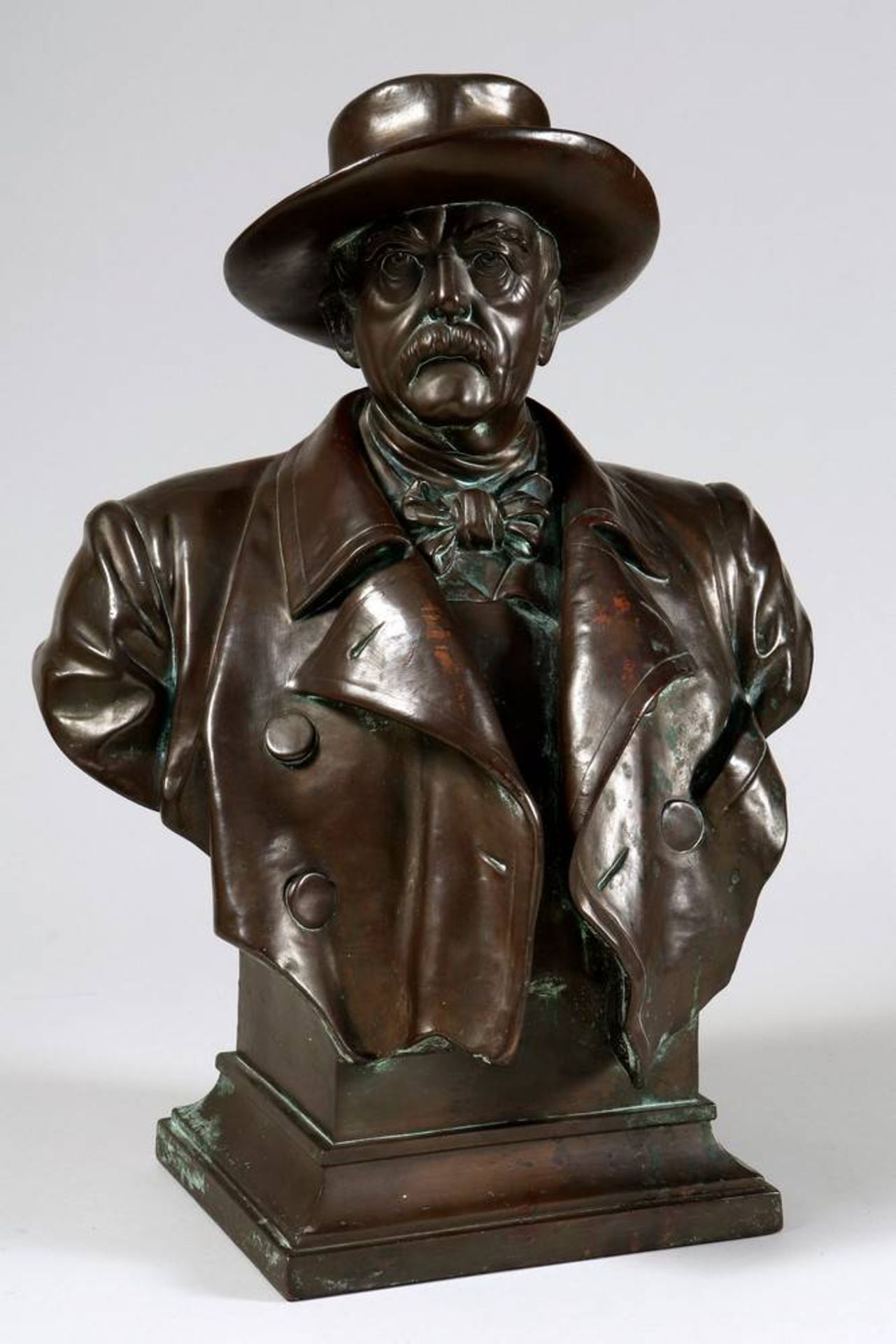 Harro Magnussen (1861 - 1908) bust "Otto von Bismarck", Galvano/copper, H: 44cm, signs of ageHarro