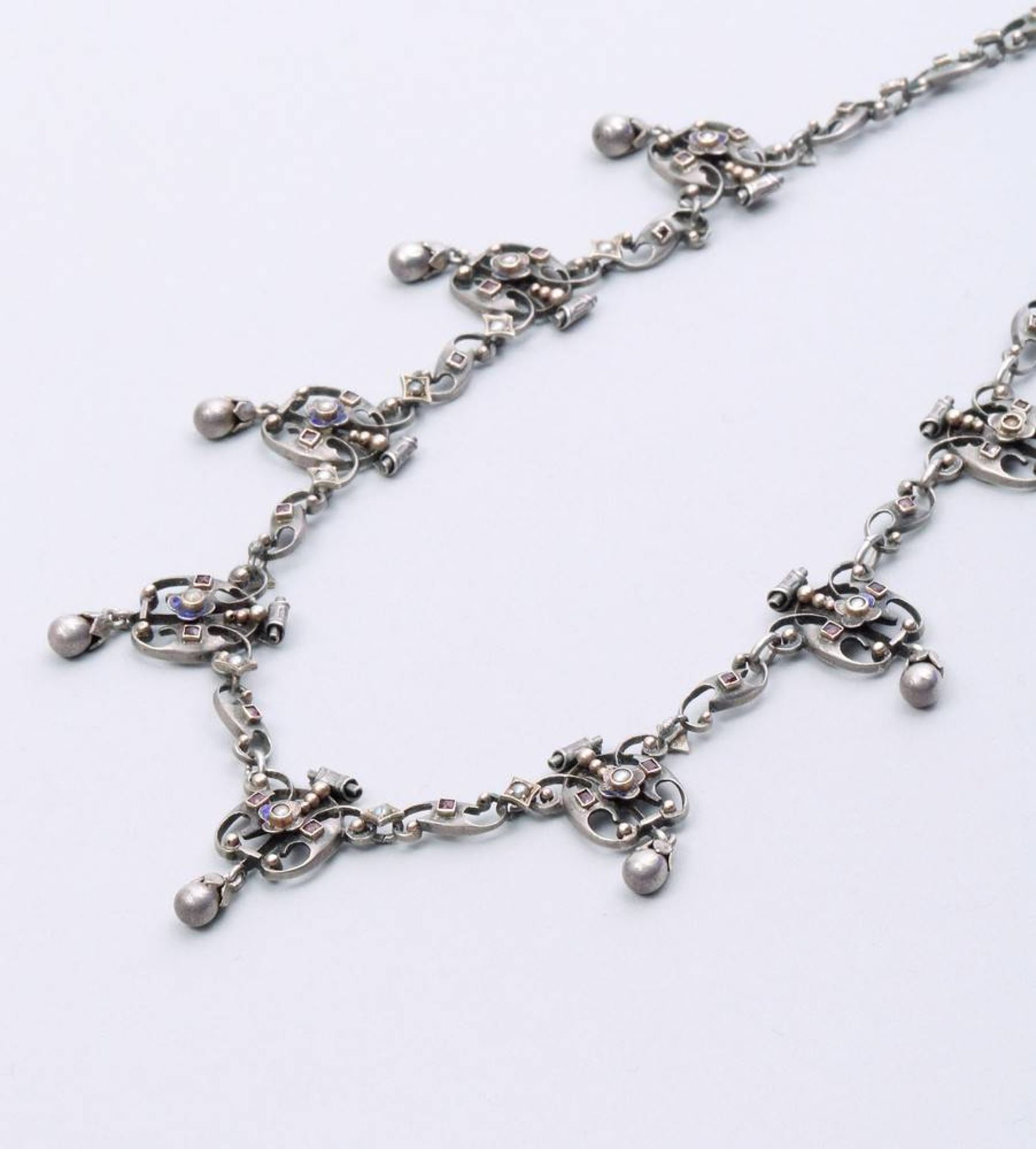 Neo-Renaissance necklace silver, poss. Hermann Bauer, ca. 1880, ca. 28,2g, L: 45cm, signs of age,