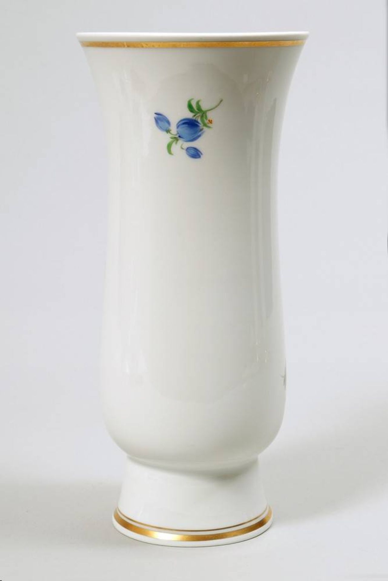 Vase Meissen, 20th C., floral decoration, sword mark, grind mark, H: 21cm, signs of useVase, - Bild 2 aus 3