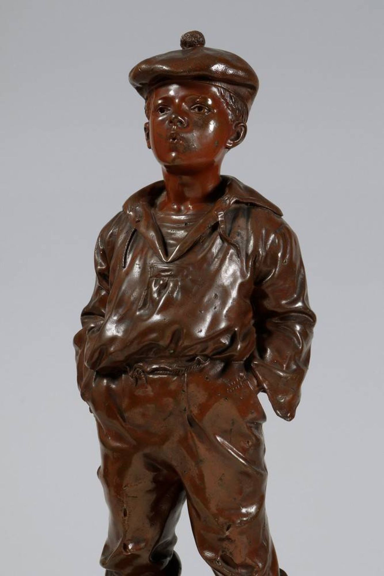 Victor Szczeblewski (polish, activ 1875 - 1900), "Mousse Siffleur", bronze on marble base, signed "V - Bild 7 aus 7