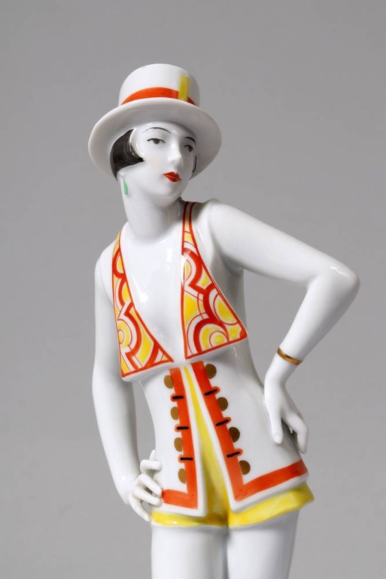 Art Deco dancer Rosenthal, ca. 1928, design Gustav Oppel, marked, H: 23cmArt Déco TänzerinRosenthal, - Bild 5 aus 6