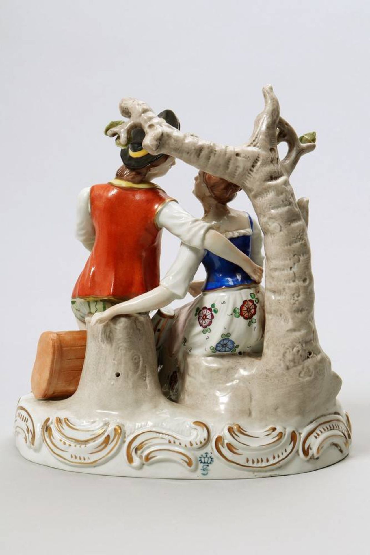 Figural group Sitzendorf, 20th C., porcelain, painted in colours, marked, H: 20cm, minor - Bild 3 aus 7