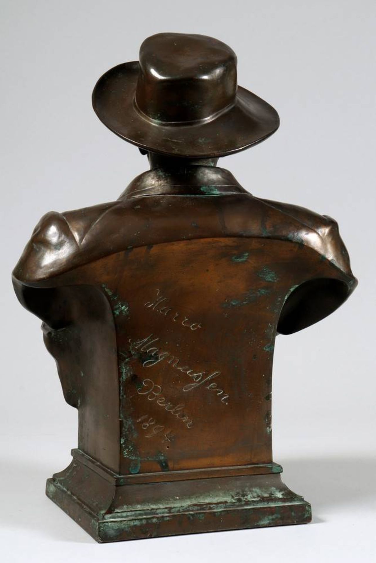 Harro Magnussen (1861 - 1908) bust "Otto von Bismarck", Galvano/copper, H: 44cm, signs of ageHarro - Bild 3 aus 6