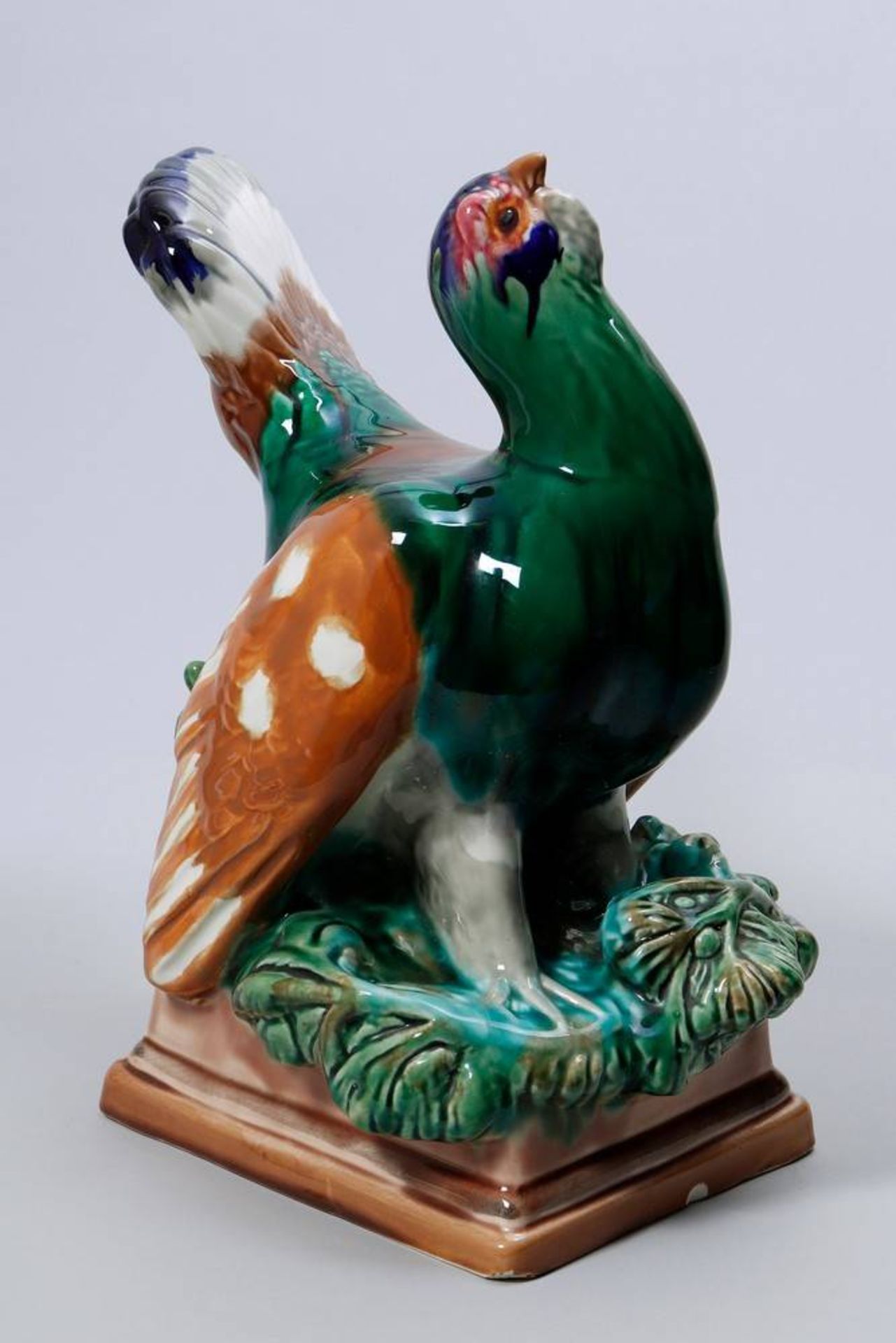 Wood grouse Konakova Fayence Factory, Russia, 20th C:, earthenware, marked, H: ca. 32cm, glaze - Bild 6 aus 6