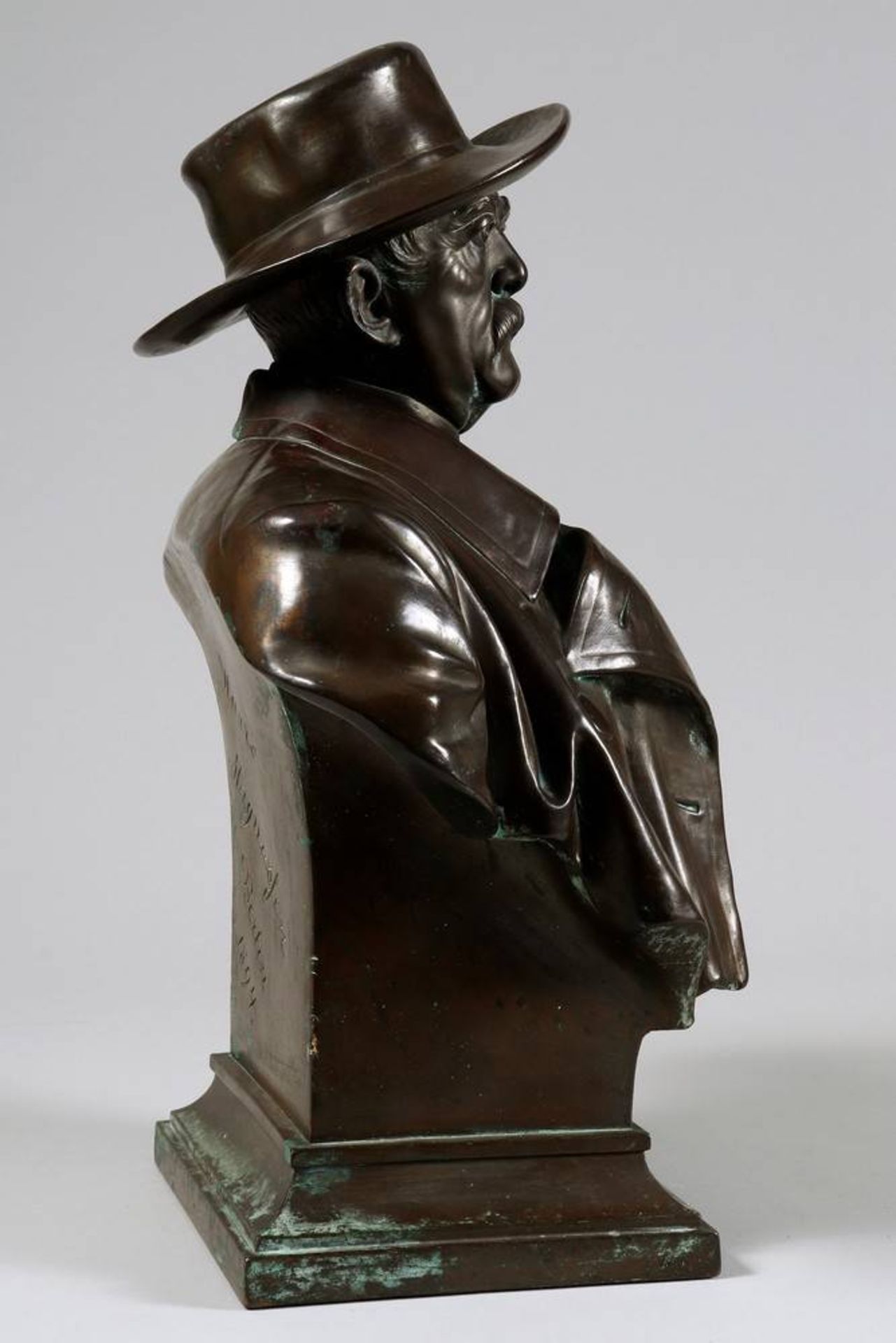Harro Magnussen (1861 - 1908) bust "Otto von Bismarck", Galvano/copper, H: 44cm, signs of ageHarro - Bild 5 aus 6