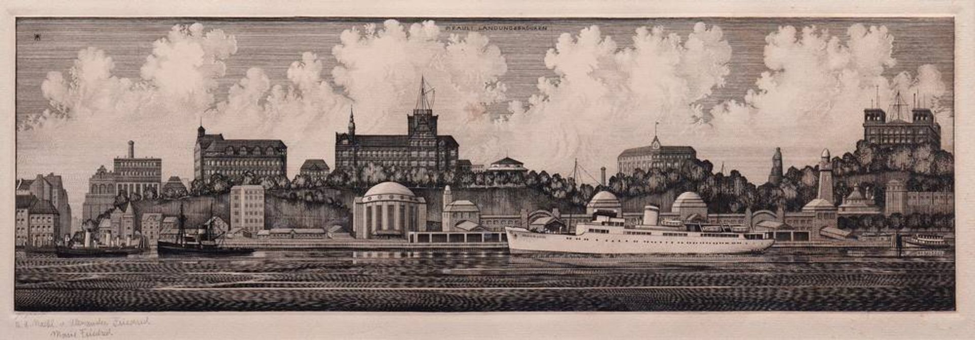 Alexander Friedrich(1895, Hamburg - 1968, ibid), St. Pauli jetty, etching, signed bottom left "A.