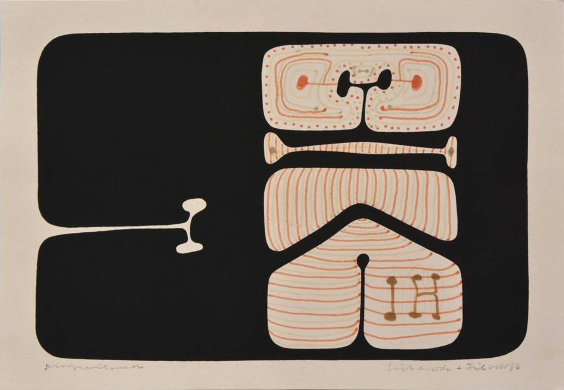 Georg Weiland (1928-1999)screenprint and felt-tip, 1970s, signed bottom left, mounted on