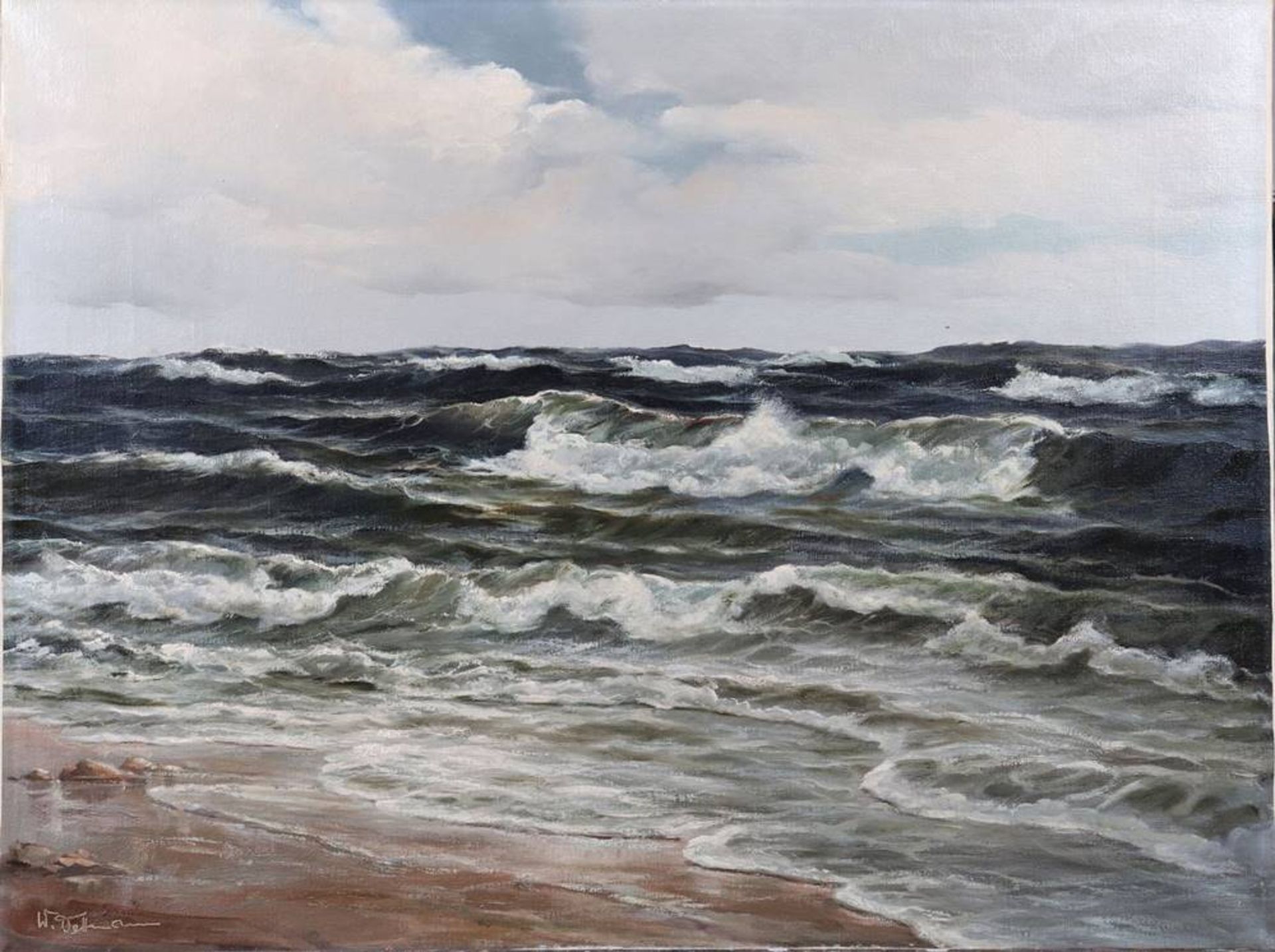 Walter Dettmann (1914, Kolberg - 1984, Berlin), seascape, oil on canvas, signed bottom left "W.