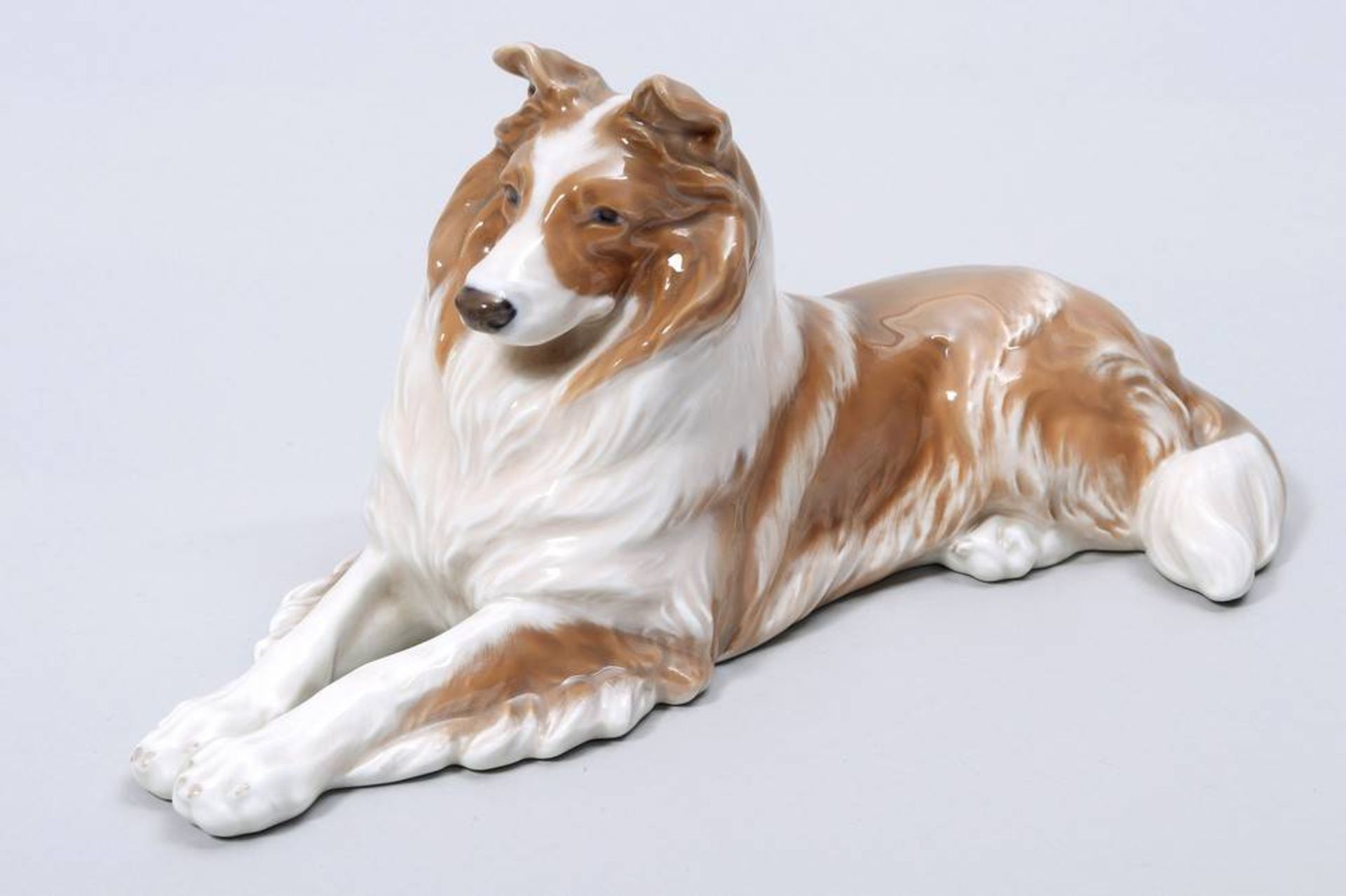 Reclining Collie Royal Copenhagen, ca. 1970, design Peter Herold, porcelain, marked, modell No. "