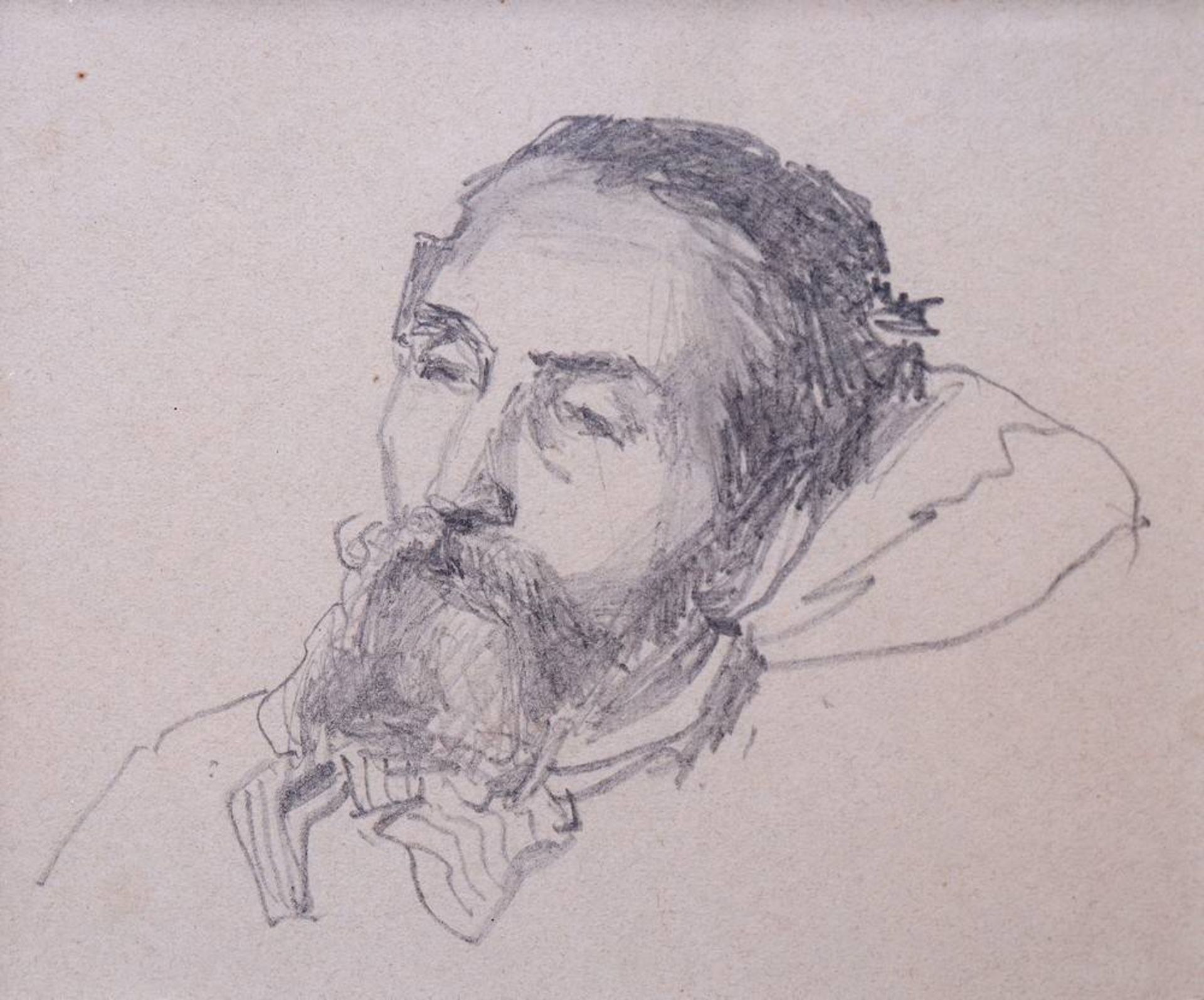 Portrait of a reclining manverso marked "gez. v. D.S. Zimmermann/München" a. dat. "1882", pencil - Bild 2 aus 4