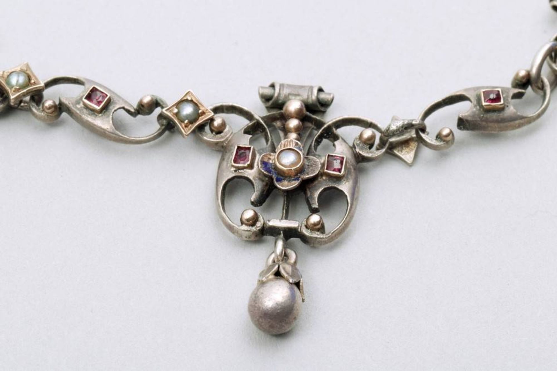 Neo-Renaissance necklace silver, poss. Hermann Bauer, ca. 1880, ca. 28,2g, L: 45cm, signs of age, - Bild 3 aus 3