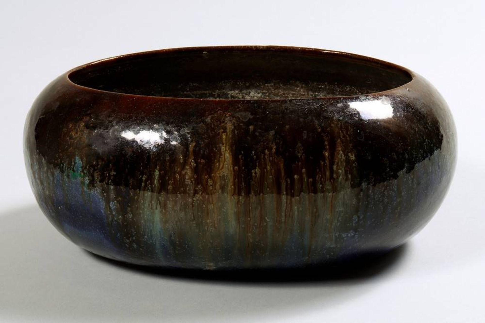 Art-Nouveau bowl poss. Belgium, ca. 1900, oval, L: 25cm, signs of useJugendstil-Schale wohl Belgien, - Bild 2 aus 4
