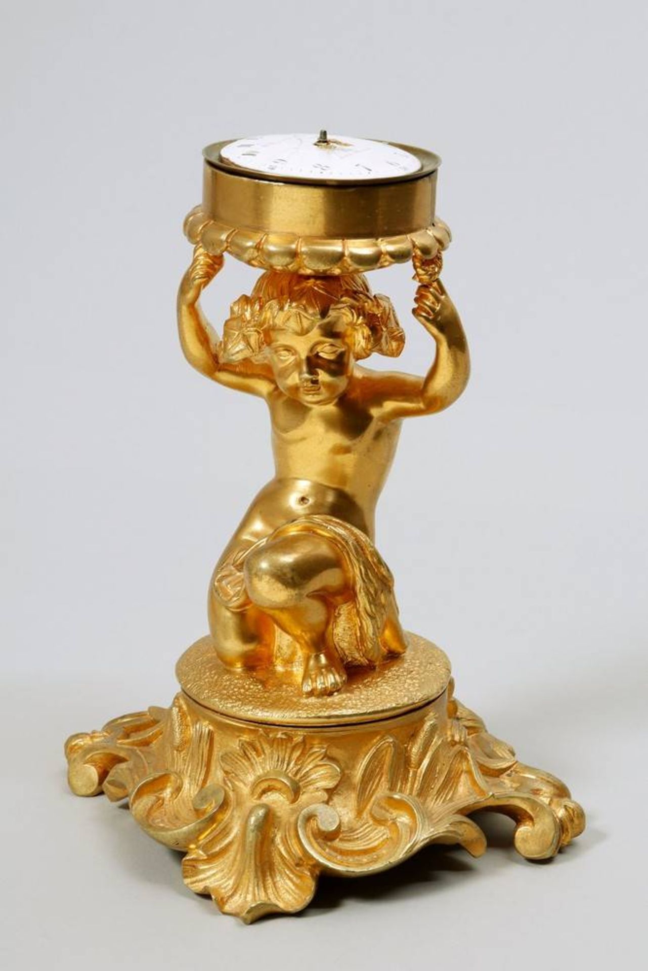 Napoleon III. table clock/watchholderHenri Picard (activ 1840-1890), gilt bronze, marked "PICARD",