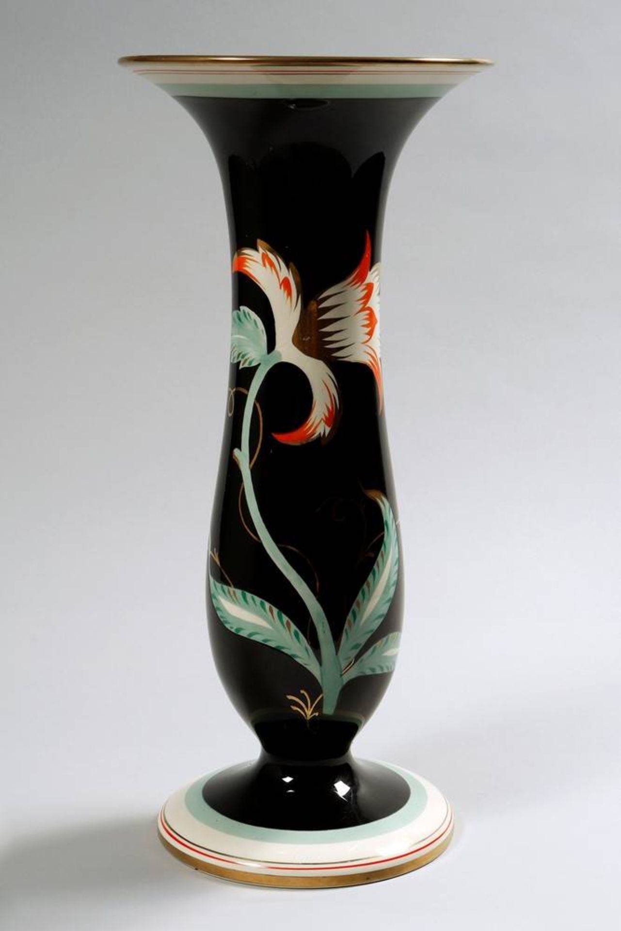 Large Art-Deco vase Villeroy & Boch, Dresden, ca. 1935, stylized flower decoration, marked,