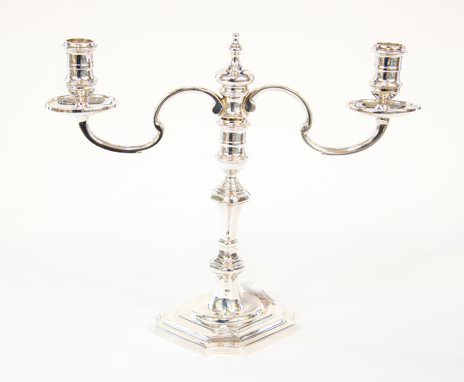 An Elizabeth II silver double branch candelabrum, Birmingham, 1993, 24.85 ozt (776.