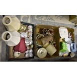 Three boxes of assorted ceramics to include; Fire Flower posy figures,