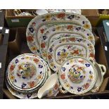 Masons Ironstone 'Bible' pattern dinner service, two vegetable dishes and covers,