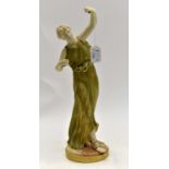 Royal Worcester figure of woman playing castanettes (restoration to arm and hand).