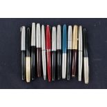 A collection of 13 Ink Fountain pens by Parker. All loose without boxes.