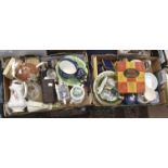 2 boxes of assorted ceramics to include Wedgwood blue Jasper Ware trinket boxes and small dishes,