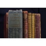 Six books to include two green leather bound copies of Tristram Shandy,