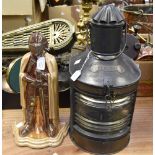 Early 20th Century "Heklight" ships lamp and a Knight in armour campion set (2)