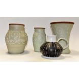 Three Denby "Wave" vases,