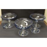 Four Victorian comports (one A/F) each having twisted stems, with decorative knop,