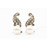 A pair of Art Deco pearl and diamond clip earrings,