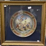 A large Vienna porcelain framed charger with hand painted allegorical scene