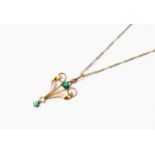 Victorian 9 ct and turquoise pendant with 9 ct chain,