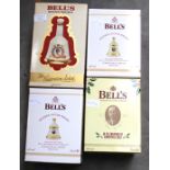 Four large Bells whiskey bells in 6 3/4 fl ounce commemorative decanters in boxes (4)