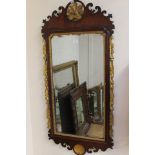 Georgian Mahogany and gilt rectagular wall mirror with leaf decorated border a/f 57 x 125 cm (1)