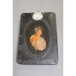 A 19th Century cast wax portrait profile of Lady Hamilton, coloured, in a sealed and glazed frame,