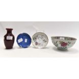 Four Chinese and other oriental ceramic porcelain items,