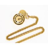 A ladies gilt metal fob watch and chain