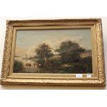 WJJ Huyer (19th Century) Cattle in river landscape, oil on canvas,