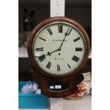 A 19th Century Dorrington of Truro mahogany wall clock, with circular dial,