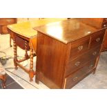 An early 20th Century oak gate leg table and an oak chest of drawers