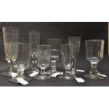 A collection of eight various 19th Century rummers and tall drinking glasses of various design one